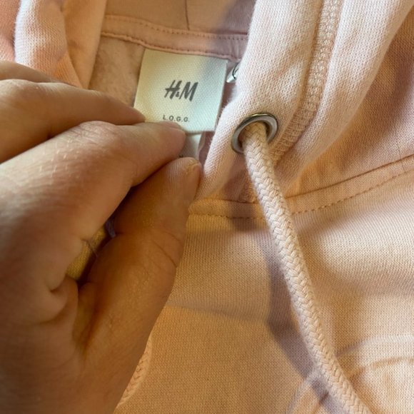 Disney H&M Mickey Logo Hoodie Pullover Pink Sweatshirt Women's Sz XL - Picture 4 of 8